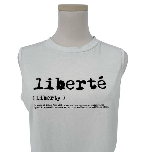 French Connection Y2K VTG Graphic Crop Tank Top Liberty definition Sleeveless M - Picture 2 of 6